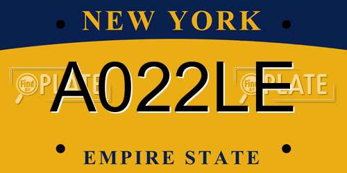 A022LE New York License Plate