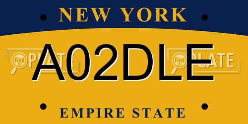 A02DLE New York License Plate