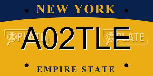 A02TLE New York License Plate
