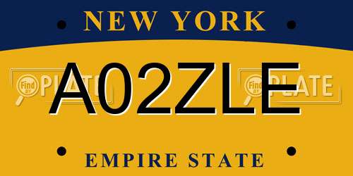 A02ZLE New York License Plate