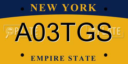 A03TGS New York License Plate