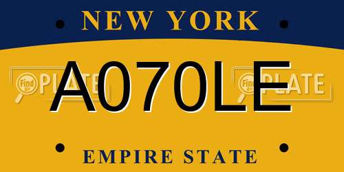 A070LE New York License Plate