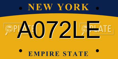 A072LE New York License Plate