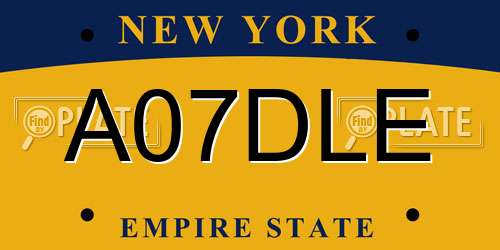 A07DLE New York License Plate