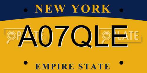 A07QLE New York License Plate