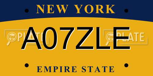 A07ZLE New York License Plate