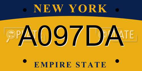 A097DA New York License Plate