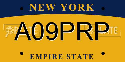 A09PRP New York License Plate
