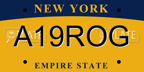 A19ROG New York License Plate