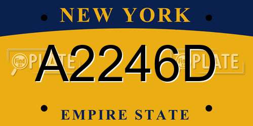 A2246D New York License Plate