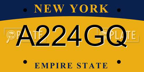 A224GQ New York License Plate