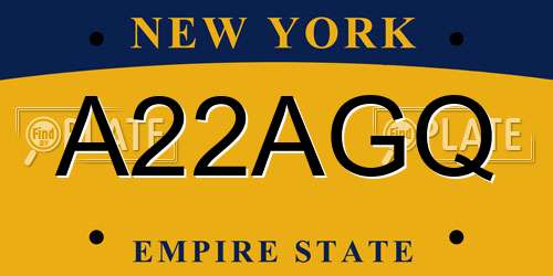 A22AGQ New York License Plate