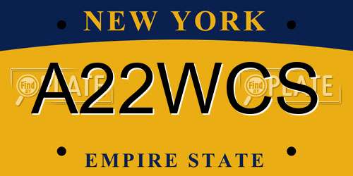 A22WCS New York License Plate