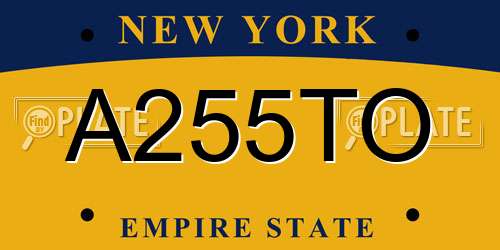 A255TO New York License Plate