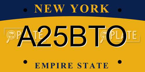A25BTO New York License Plate