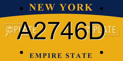 A2746D New York License Plate