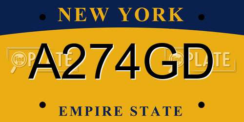 A274GD New York License Plate