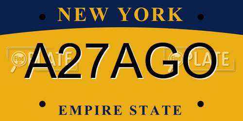 A27AGO New York License Plate
