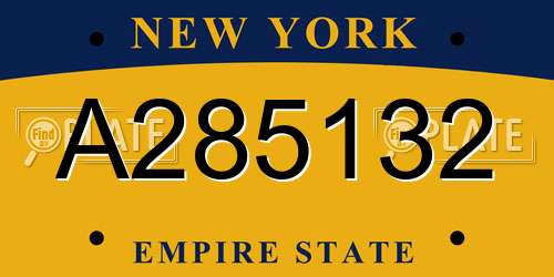 A285132 New York License Plate