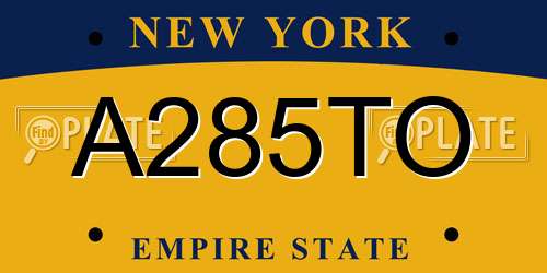 A285TO New York License Plate