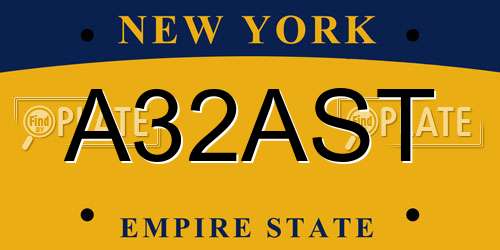 A32AST New York License Plate