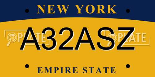 A32ASZ New York License Plate