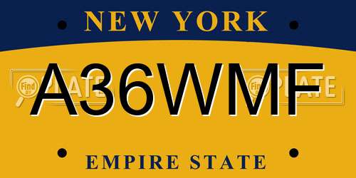 A36WMF New York License Plate