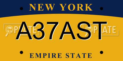 A37AST New York License Plate