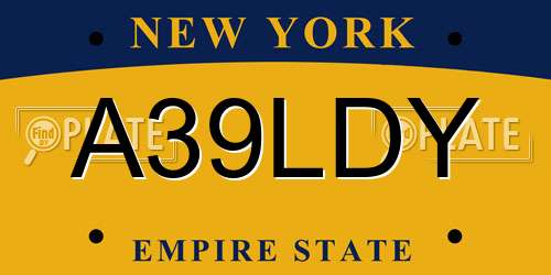 A39LDY New York License Plate
