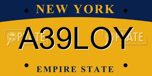 A39LOY New York License Plate