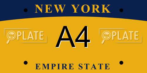 A4 New York License Plate