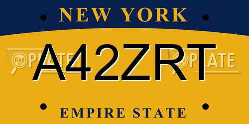 A42ZRT New York License Plate