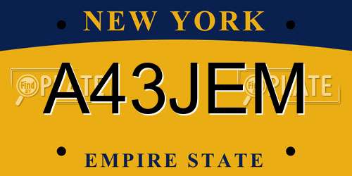 A43JEM New York License Plate