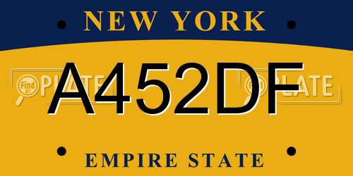 A452DF New York License Plate