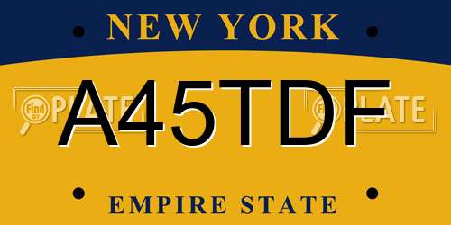 A45TDF New York License Plate