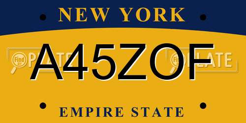 A45ZOF New York License Plate