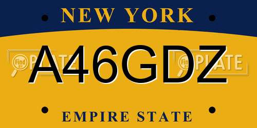 A46GDZ New York License Plate