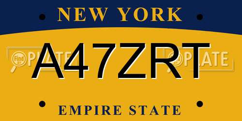A47ZRT New York License Plate