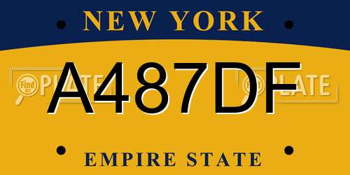 A487DF New York License Plate
