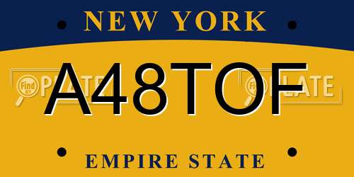 A48TOF New York License Plate