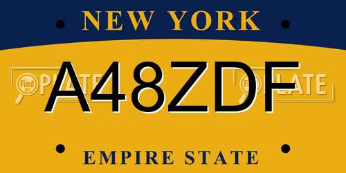 A48ZDF New York License Plate