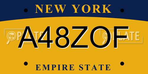 A48ZOF New York License Plate