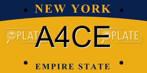 A4CE New York License Plate