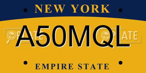 A50MQL New York License Plate