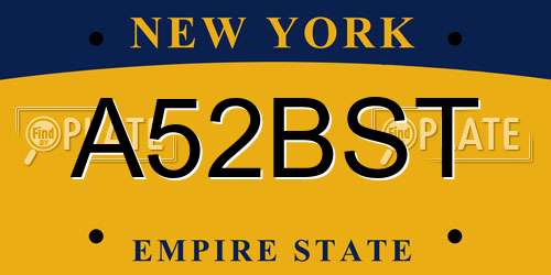 A52BST New York License Plate