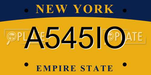 A545IO New York License Plate