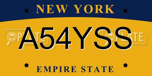 A54YSS New York License Plate