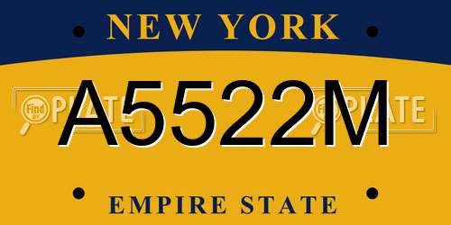 A5522M New York License Plate