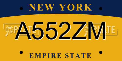 A552ZM New York License Plate