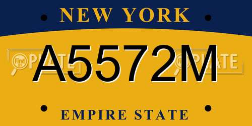 A5572M New York License Plate